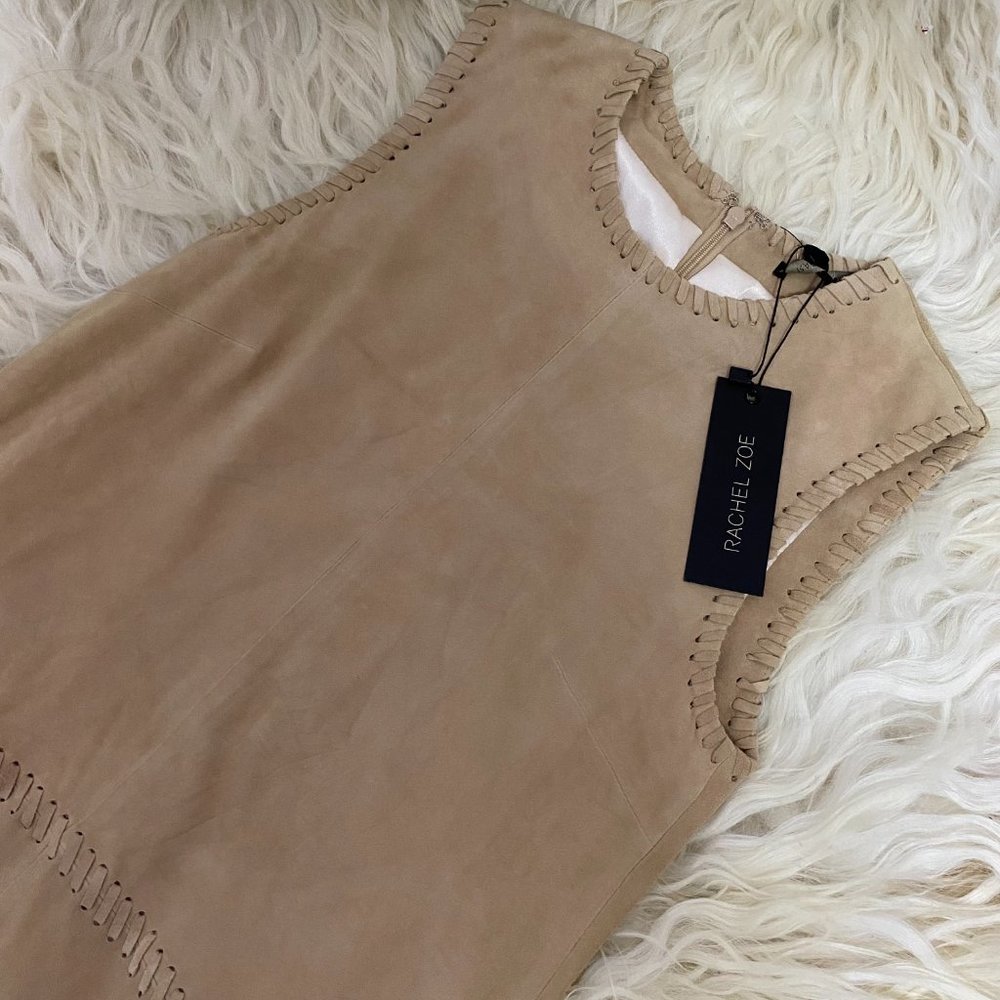 RACHEL ZOE 100% Goat Leather Crew Neck Knee-Length Dress - Picture 5 of 9